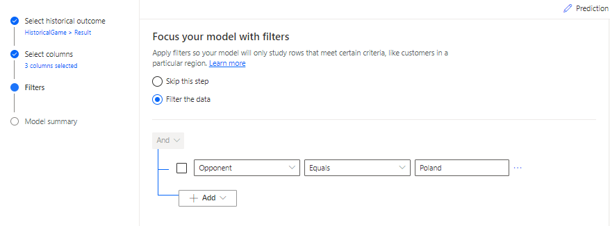 AI Builder Prediction Model