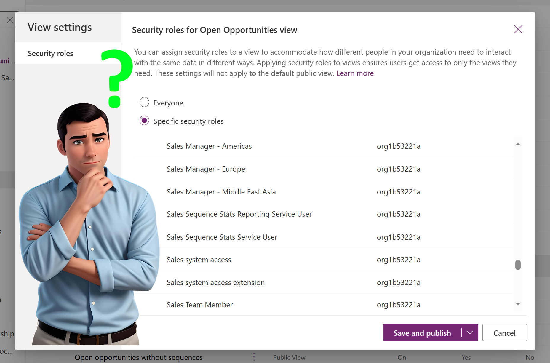Manage access views via security roles
