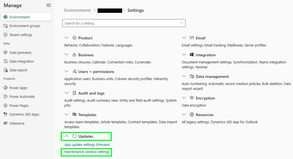 setting up a maintenance window