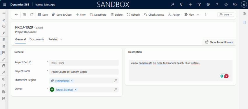 Single Point Document Single SharePoint document storage within Sales process